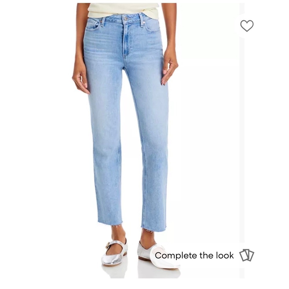 PAIGE Cindy High Rise Straight Crop Jeans Light Wash 31 Preppy Coquette